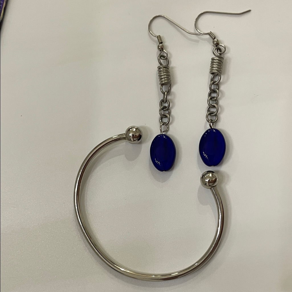 Silver And Blue Jewelry Set592